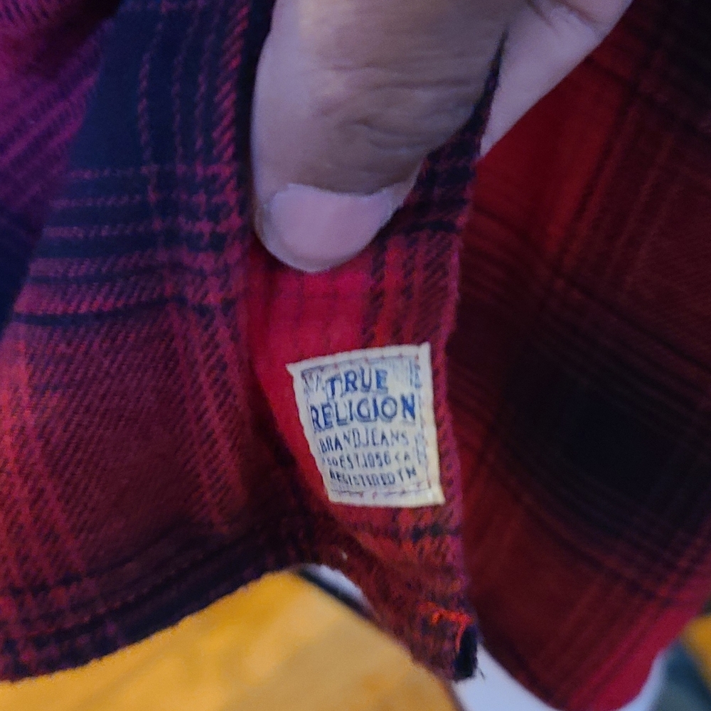 True religion red  plaid shirt